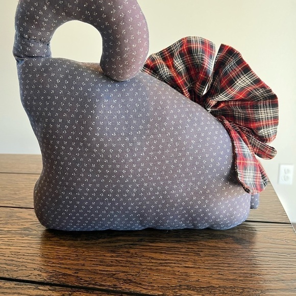 Vintage Fabric HandmadeFat Cat Weighted Doorstop Green Floral Pattern Kitty Cat - Picture 8 of 11